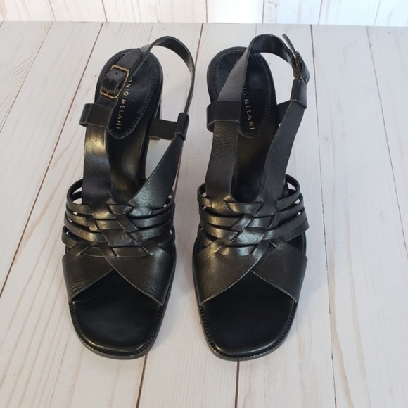 New Antonio Melanie Block Heel Sandals Black 8 - Picture 7 of 7